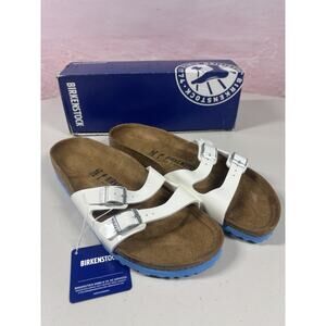 Birkenstock Ibiza White / Blue Leather Sandals Sz 11 Narrow New With Box